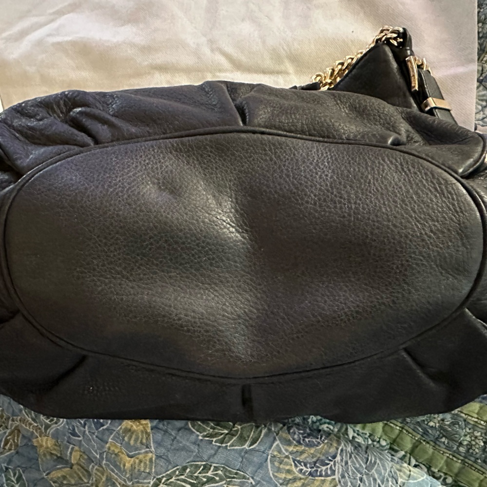 Michael Kors Black Leather Shoulder Bag with Gold Tone Accents - Picture 13 of 14
